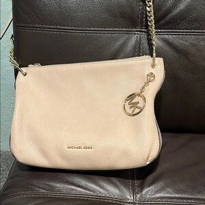 Michael Kors Cream Crossbody Bag, genuine leather, golden hardware